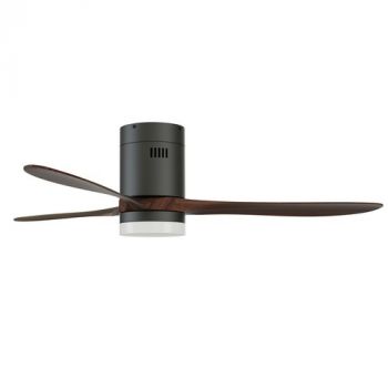 Solent Hugger 3 Wood Blades 1320mm Dark Oak/Oak, 6 Speed Remote + Light On/off Switch with LED Light Ceiling Fan (Multiple Colours/Finishes)