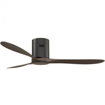 Solent Hugger 3 Wood Blades 1320mm Dark Oak/Oak, 6 Speed Remote without Light Ceiling Fan (Multiple Colours/Finishes)