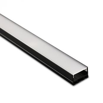 Spazio 1054.30 Zero 1 Surface mounted aluminium profile with polycarbonate diffuser Black