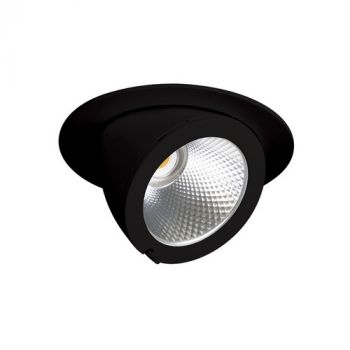 Spazio 2855.3030.30 Compass 2  / 3000K Led Downlight With Die-Cast Aluminium Body, Tempered Glass Diffuser, 60° Reflector, 40° Tilt. Includes Led Driver And Cabtyre. Black