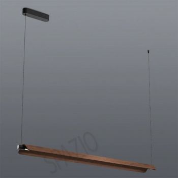 Spazio 3967.30.02 Woodra Linear, triac dimmable LED pendant with metal body, wooden shade and acrylic diffuser Walnut