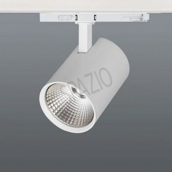 Spazio 4136.35334.31 Viso 35W 3CCT, adjustable 4 Wire LED track spot made up of aluminium, 90° Tilt. Includes 4 wire track adaptor and Integrated LED driver White