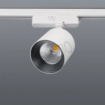 Spazio 4137.30334.31T3 New York 3CCT 30W LED 3 Wire High power Adjustable track spot with aluminium body and polycarbonate diffuser White