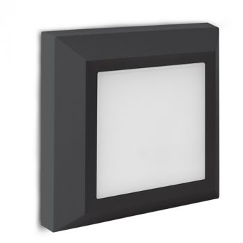 Spazio Outdoor Wall Light 4487.3.40.30 Ozo Square Plain 4000K Bulkhead 2.97W Black