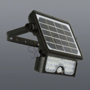 Spazio Floodlight 4600.4030 Sunflood solar rechargable wall mounted fitting with ABS body and polycarbonate diffuser. Includes Lithium Ion battery Black