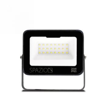 Spazio Flood Light 4627.20.40.30 Ktm2 High Power LED Spot With Aluminium Body And Glass Diffuser. 180° Tilt And 120° Beam Angle 20W IP65 Black