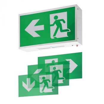 Spazio Sign 4650.02 Led Exit Sign Green Wall Mount With Metal Body And Acrylic Diffuser