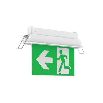 Spazio Sign 4653 + 4653.RMK Ceiling Recessed Mounted Emergency Exit Sign With Abs Body And Pmma Diffuser White