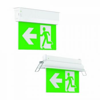 Spazio Sign 4653 Emergency Exit Sign Surface Ceiling Mounted With Abs Body And Pmma Diffuser