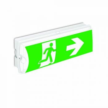 Spazio Sign 4654 Emergency Led Bulkhead Wall Mounted Exit Sign With Abs Body And Pmma Diffuser