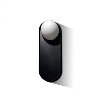 Spazio 5251.01 Uno Interior Wall Fitting With Metal Body And 1 X Glass Orb. Black / Opal