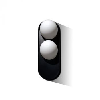 Spazio 5251.02 Due Interior Wall Fitting With Metal Body And 2 X Glass Orb. Black / Opal