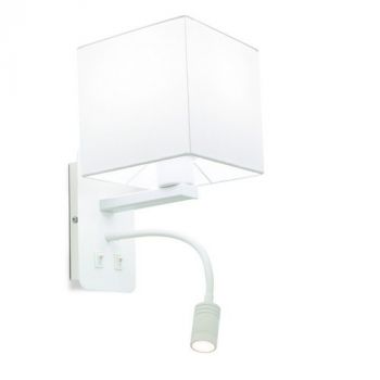 Spazio Wall Light 5271.1 Ariston Wall Square Reading Lamp With Fabric Shade And Metal Base Seperate Switches