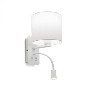 Spazio Wall Light 5271.2 Ariston Wall Round Reading Lamp With Fabric Shade And Metal Base Seperate Switches