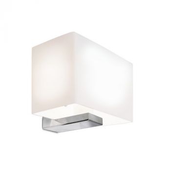 Spazio Wall Light 5272.3 Brick Wall Fitting With Polished Stainless Steel Base And Glass Shade