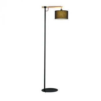 Spazio Floor Lamp 5280.03.30, 5280.03.31 Langham Lamp with metal base with fabric shade and wooden arm 40W (Multiple Colours/Finishes)