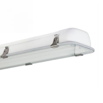 Spazio LED / Fluorescent 7831.1600643.31 Stainless Steel Vapourproof Fitting With 304 Powder Coated Body And Tempered Glass Diffuser, Includes Led Driver