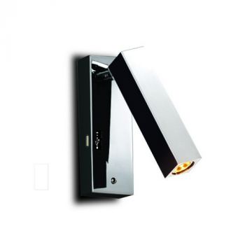 Spazio Wall Light 8286/3048 Loca Bedside Reading with USB port 3W Polished Stainless Steel