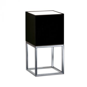 Spazio Table Lamp 8490 Space Dimmable Table Fitting With Polished Stainless Steel Body And Fabric Shade
