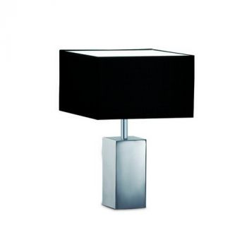 Spazio Table Lamp 8491 Solid Dimmable Table Fitting With Polished Stainless Steel Body And Fabric Shade