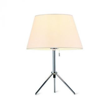 Spazio Table Lamp 8519 Tripod Table Fitting With Fabric Shade And 60W Chromed Metal Base