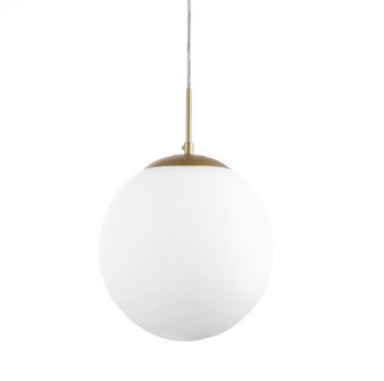 Spazio Pendant Lights WYN-8541.200.10 Globe 200 40W with Opal glass shade, 2m suspension Opal/Sand Gold