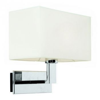 Spazio WYN-8576.1 Sola Wall Light Fitting With Fabric Shade And Chrome Metal Base