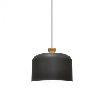 Spazio Pendant Lights 8606.51 Belta with aluminium shade and wooden detail. 3m suspension 60W Dark Grey