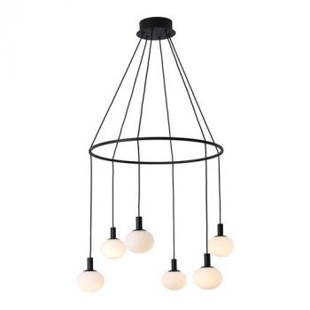 Spazio Pendant Lights 8655.1 Cosmo 6 Light Interior Fitting With 6 Opal Glass Orbs