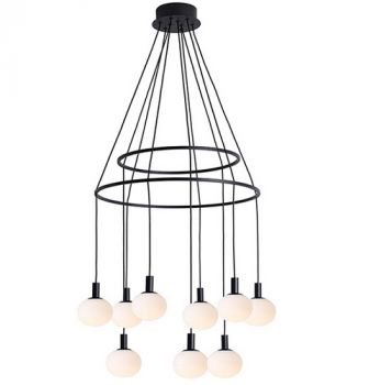 Spazio Pendant Lights 8655.2 Cosmo 9 Light Interior Fitting With 9 Opal Glass Orbs
