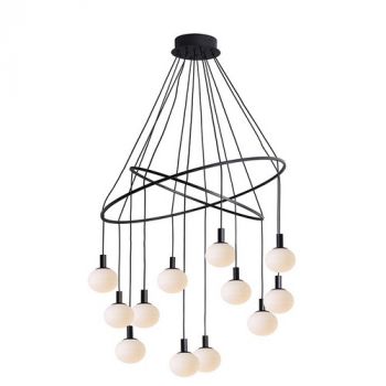 Spazio Pendant Lights 8655.3 Cosmo 12 Light Interior Fitting With 12 Opal Glass Orbs