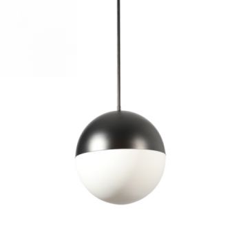 Spazio Pendant Lights 8673.4030 Fifty50 Decorative orb Fitting with metal and glass shade 2.5m suspension Diam.400 Black/Opal