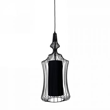 Spazio Pendant Lights 8676.01 Tokyo 1 Max. 60W Interior wired frame pendant with aluminium frame and fabric diffuser. 3m suspension Black