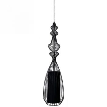 Spazio Pendant Lights 8676.03 Tokyo 3 60W Interior wired frame pendant with aluminium frame and fabric diffuser. 3m suspension Black