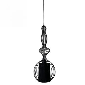 Spazio Pendant Lights 8676.04 Tokyo 4 60W Interior wired frame pendant with aluminium frame and fabric diffuser. 3m suspension Black
