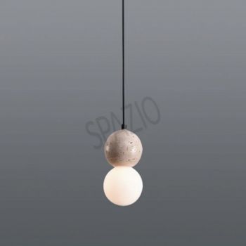 Spazio 8696.01 Twins Interior pendant with marble body and opal glass shade 