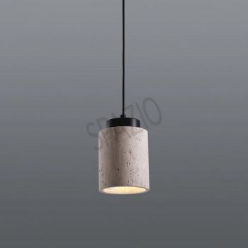 Spazio 8701.03 Cove Interior, decorative, Gu10 pendant with metal body and travertine marble shade Black / Travertine Marble