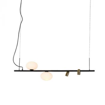 Spazio Pendant Lights 8706.30, 8706.31 Linear suspended interior Fitting witrh LED and G9 light sources. Metal body and glass diffuser. 2 meter suspension (Multiple Colour/Finishes)
