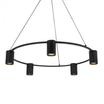 Spazio Pendant Lights 8713.1, 8713.2, 8713.3 Occhio 5 Light GU10 round Fitting with aluminium body. Includes 2.8m suspension 5x10W (Multiple Colours/Finishes)