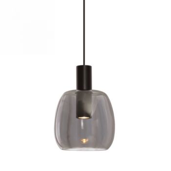Spazio Pendant Lights 8722 Madrid 3.5W MR11 Pendant with a black aluminium body and a smokey glass shade Matt Black