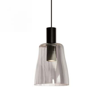 Spazio Pendant Lights 8723 Seville 3.5W MR11 Pendant with a black aluminium body and a smokey glass shade Matt Black