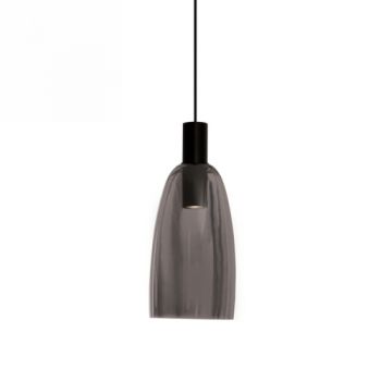 Spazio Pendant Lights 8724 Malaga 3.5W MR11 Pendant with a black aluminium body and a smokey glass shade Matt Black
