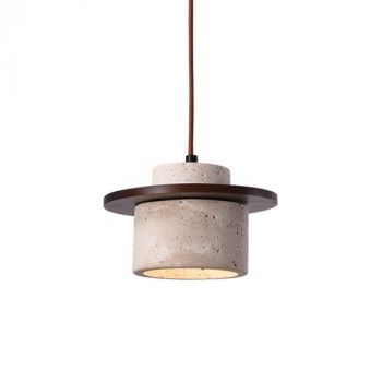 Spazio 8740.01,8740.02 Seattle Walnut, Travertine Decorative Pendant With Travertine Marble Body And Wood Detail. Inlcudes 3 Meter Suspension. (Multiple Colours/Finishes)