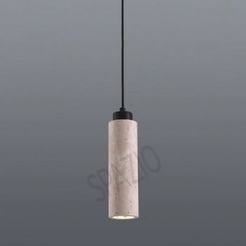 Spazio 8742.01 Eterna Round Decorative Pendant with travertine marble body and marble base Black, Travertine Mable