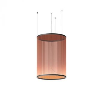 Spazio 8748.2 Pipe Up 2 Led Pendant With Aluminium Body And Rope Shade. Includes 3M Suspension. Black / Red Coffee