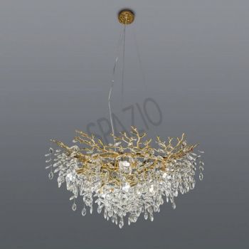 Spazio 8785.10 Palazzo Decorative crystal Chandelier with aluminium base. Includes 1.2m suspension Gold