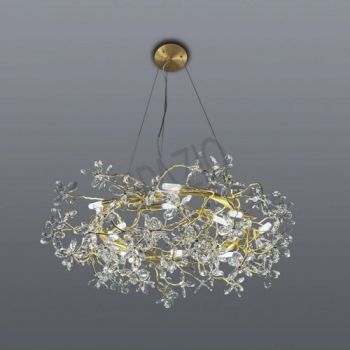 Spazio 8786.01.09 Firenze 1 Decorative crystal Chandelier with aluminium base. Includes 1.2m suspension Champagne