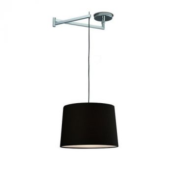 Spazio Pendant Lights 8796.30, 8796.31 Swing in metal with fabric shade and adjustable arm Chrome Shade 60W (Multiple Colours/Finishes)