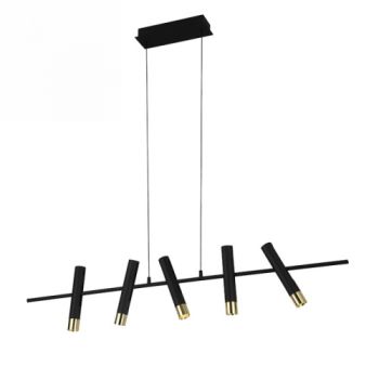 Spazio Pendant Lights 8797.5 1925 Modern 5 light LED Fitting with a metal body and polycarbonate diffuser Black and Gold
