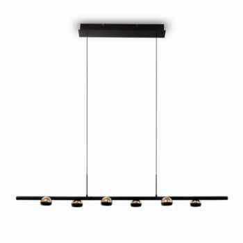 Spazio Pendant Lights 8798 Marrakesh Modern 6 Light LED Fitting with aluminium body and polycarbonate diffusers Black and Gold